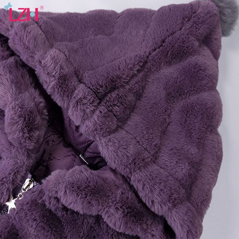 LZH 2021 Φθινοπωρινό Χειμερινό Γούνινο Παλτό για Κορίτσια Πάρκα Παιδικά Ζεστά Παχιά Πανωφόρια Παιδικά Πάρκα Εφηβικά Ρούχα 4-12 ετών