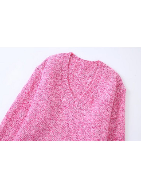 YENKYE jauns rudens sieviešu vintage lielizmēra, mīksts trikotāžas džemperis ar garām piedurknēm ar V kakla izgriezumu, sieviešu džemperi, elegants tops