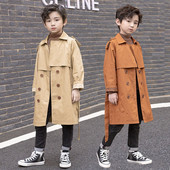 Vintage Trench Coat Zēniem Vēja Necaurlaidīga Jaka Britu Divrindu Viduklis Josts Vējjaka Bērnu Apģērbi