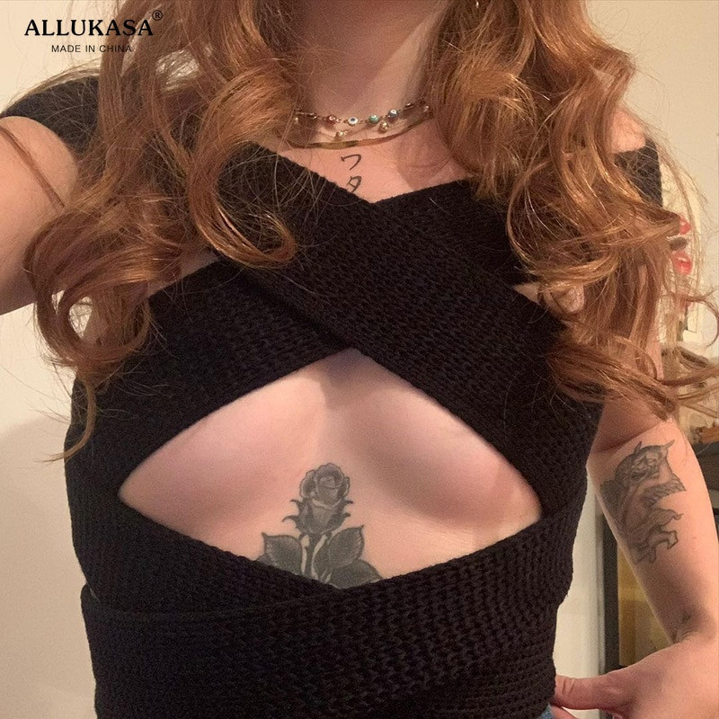 2022. gada bezpiedurkņu trikotāžas džemperis, seksīgs rudens vasaras modes veste, melna, balta džempera tops sievietēm, rudens rudens džemperis