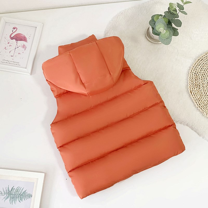 Ziemas kokvilnas silta modes veste ar kapuci zēniem, meitenēm, sabiezināta bezpiedurkņu jaka bērniem, veste mētelis bērnu apģērbi, topi