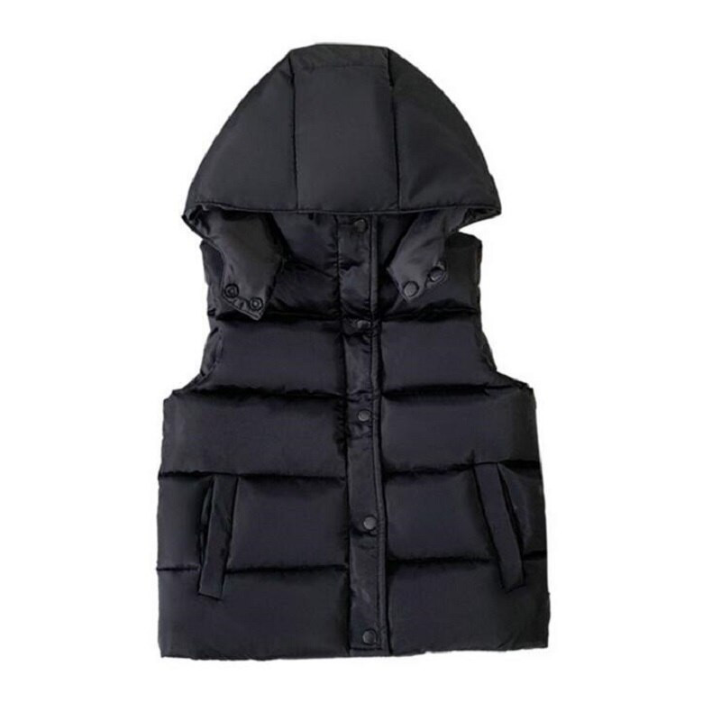 Ziemas kokvilnas silta modes veste ar kapuci zēniem, meitenēm, sabiezināta bezpiedurkņu jaka bērniem, veste mētelis bērnu apģērbi, topi