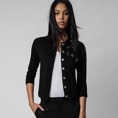 2022. gada rudens Ziemas sieviešu džemperis ar burtu apkakli sieviešu džemperis, 100% vilna ar garām piedurknēm, vaļīgas aproces, šķēlums