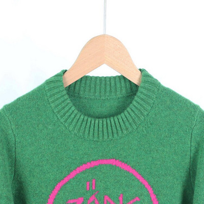 2022. gada rudens Ziemas sieviešu džemperis ar burtu apkakli sieviešu džemperis, 100% vilna ar garām piedurknēm, vaļīgas aproces, šķēlums