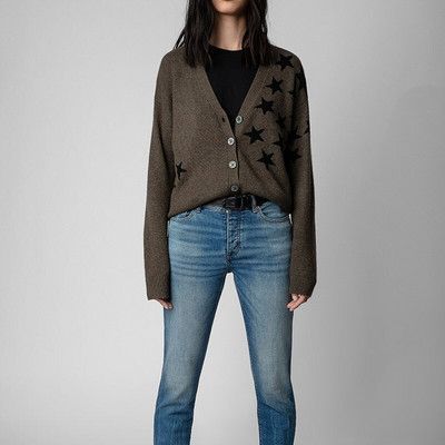 2022. gada rudens Ziemas sieviešu džemperis ar burtu apkakli sieviešu džemperis, 100% vilna ar garām piedurknēm, vaļīgas aproces, šķēlums