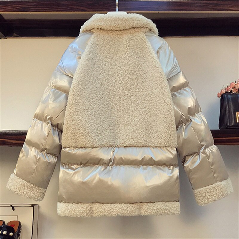 Χειμερινό μπουφάν Γυναικείο χοντρό ζεστό συναρμολογημένο αρνί μαλλί μόδας υψηλής ποιότητας πουπουλένιο κοντό σακάκι Parkas Γυναικείο φαρδύ βαμβακερό παλτό