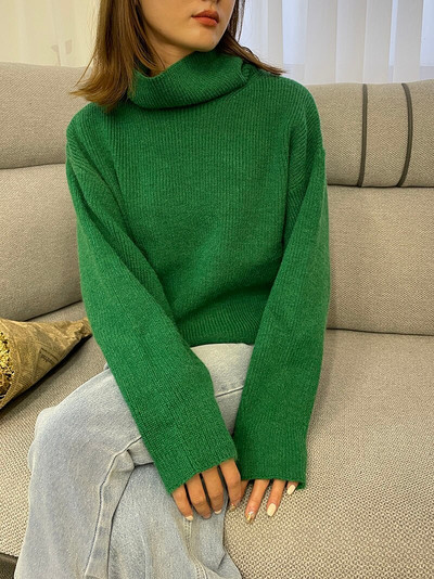 2022 Γυναικείο πουλόβερ Φθινοπωρινό Χειμώνα Ζεστά ζιβάγκο Casual Loose Oversized Γυναικεία Πουλόβερ Πλεκτό πουλόβερ Top Pull Femme