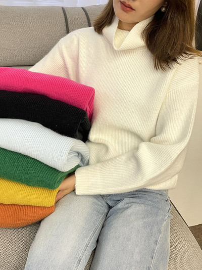 2022 Γυναικείο πουλόβερ Φθινοπωρινό Χειμώνα Ζεστά ζιβάγκο Casual Loose Oversized Γυναικεία Πουλόβερ Πλεκτό πουλόβερ Top Pull Femme