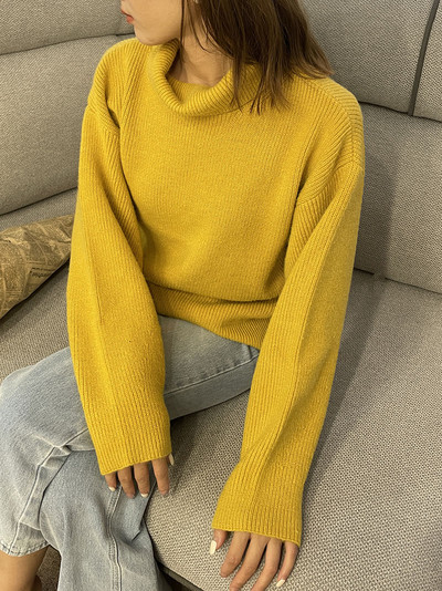 2022 Γυναικείο πουλόβερ Φθινοπωρινό Χειμώνα Ζεστά ζιβάγκο Casual Loose Oversized Γυναικεία Πουλόβερ Πλεκτό πουλόβερ Top Pull Femme