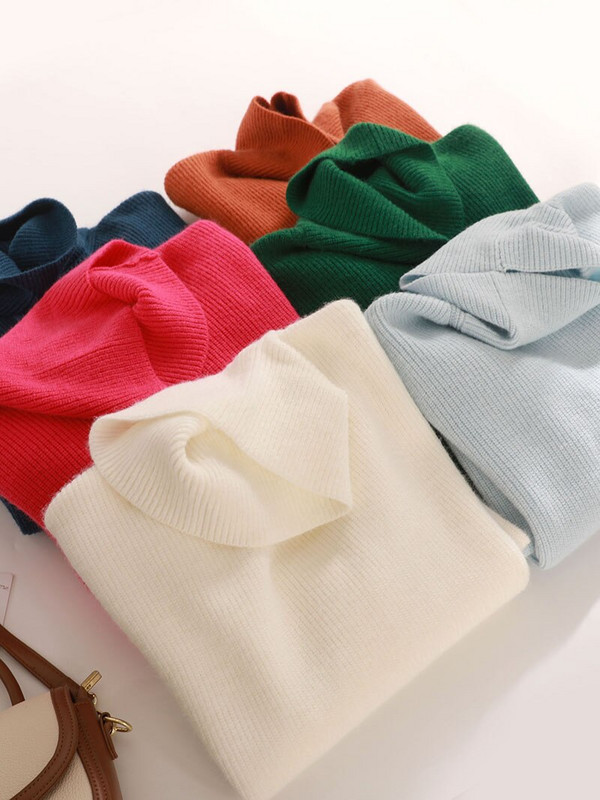 2022 Γυναικείο πουλόβερ Φθινοπωρινό Χειμώνα Ζεστά ζιβάγκο Casual Loose Oversized Γυναικεία Πουλόβερ Πλεκτό πουλόβερ Top Pull Femme