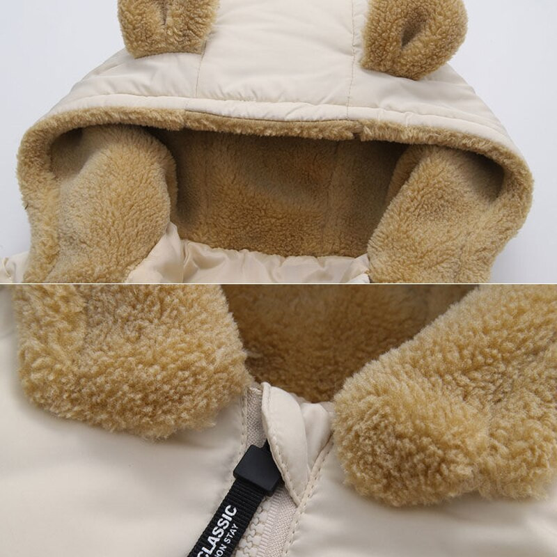 Φθινοπωρινό Χειμώνα Ζεστά Εξωτερικά Ενδύματα Κοριτσιού Αγόρι με κουκούλα αρνί Fleece Down Μπουφάν Casual Jacket Παιδικά Ρούχα 2022 Νέα παχιά παλτά για μωρά