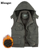 Fleece Hoodie Multi Pocket vīriešu veste ziemai Autun vīriešu bieza silta parka ceļojumu haki krāsas veste bez piedurknēm ar daudzām kabatām