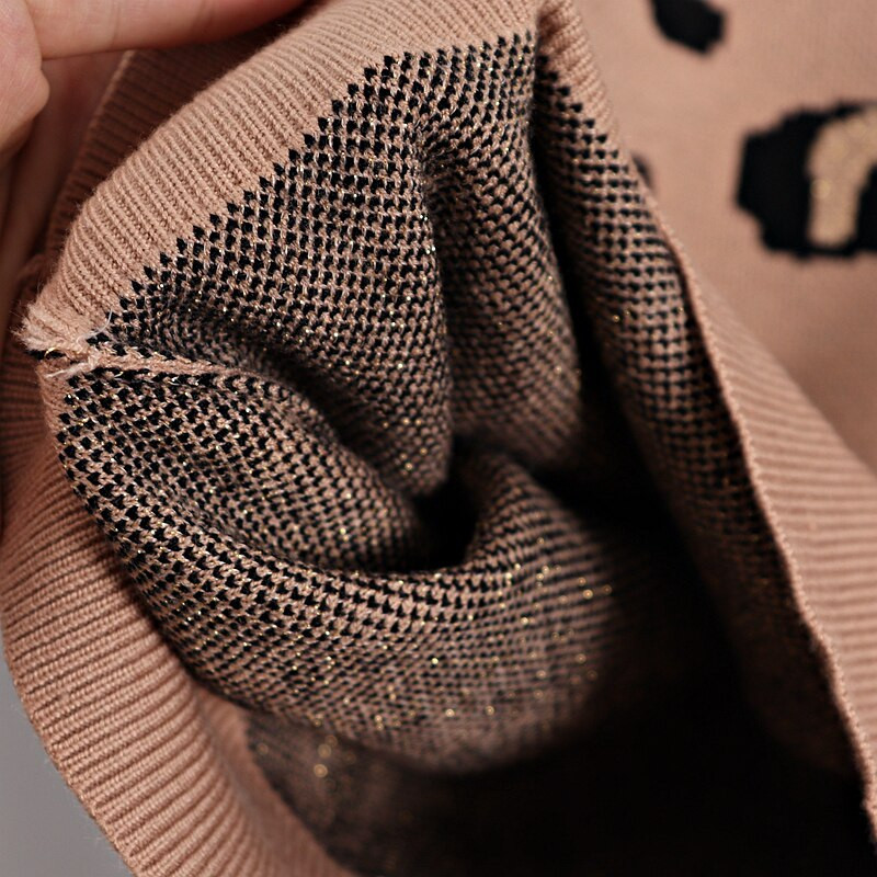 GIGOGOU Nesen Leopard Sieviešu džemperis ar O kakla izgriezumu 2022. gada rudens ziemas biezs, silti džemperi, mīksts sieviešu džemperis, trikotāžas apģērbs, velkams