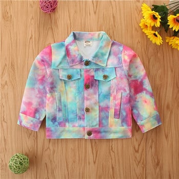 1-6T Малко дете Бебе момиче Clohtes Есен Зима Tie Dye Палто Сладко сладко яке Елегантно облекло за бебета на открито с дълъг ръкав