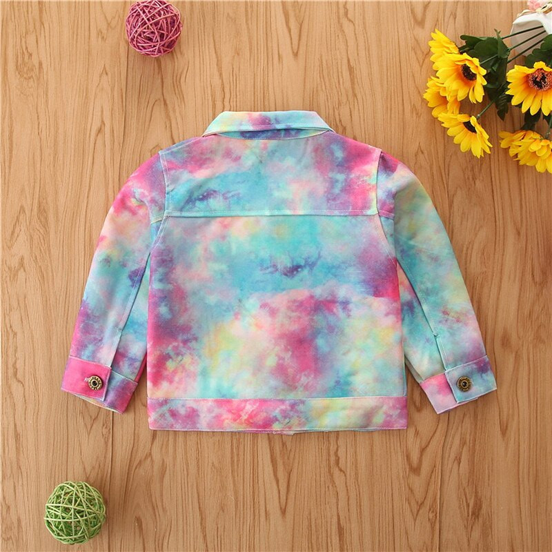 1-6T Μικρό παιδί, μωρό κορίτσι Clohtes Φθινοπωρινό παλτό χειμωνιάτικης γραβάτας Βαφής Χαριτωμένο γλυκό σακάκι Κομψό μακρυμάνικο outdoor βρεφική στολή