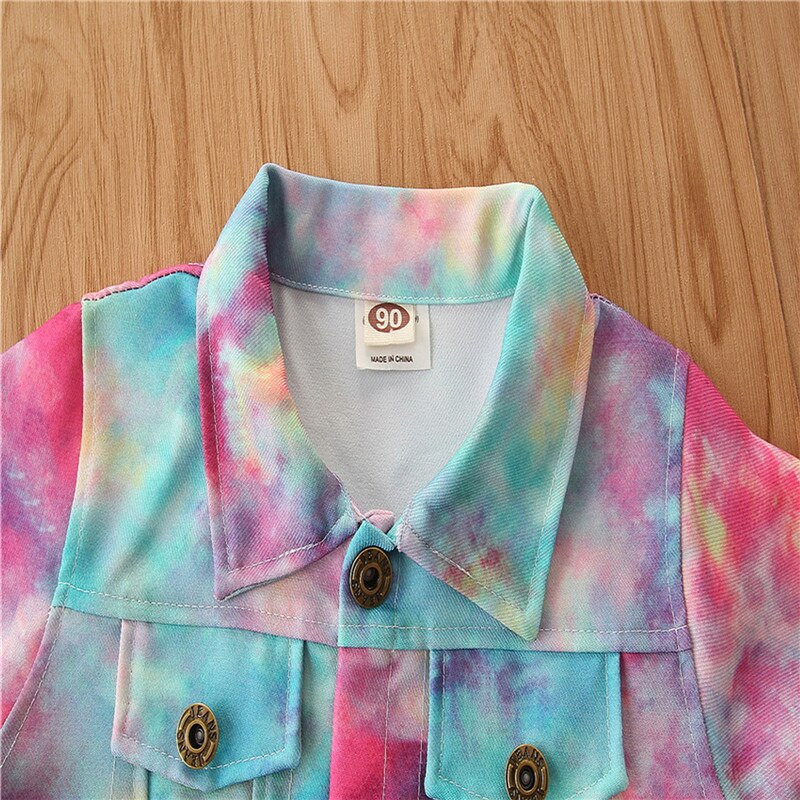 1-6T Μικρό παιδί, μωρό κορίτσι Clohtes Φθινοπωρινό παλτό χειμωνιάτικης γραβάτας Βαφής Χαριτωμένο γλυκό σακάκι Κομψό μακρυμάνικο outdoor βρεφική στολή