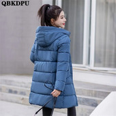 Χοντρό χειμερινό παλτό Βαμβακερή επένδυση με κουκούλα μεσαίου μήκους Γυναικείο παλτό μονόχρωμο Βασικό παλτό ζεστό πανωφόρι συν μέγεθος Top 4XL Snow Parkas