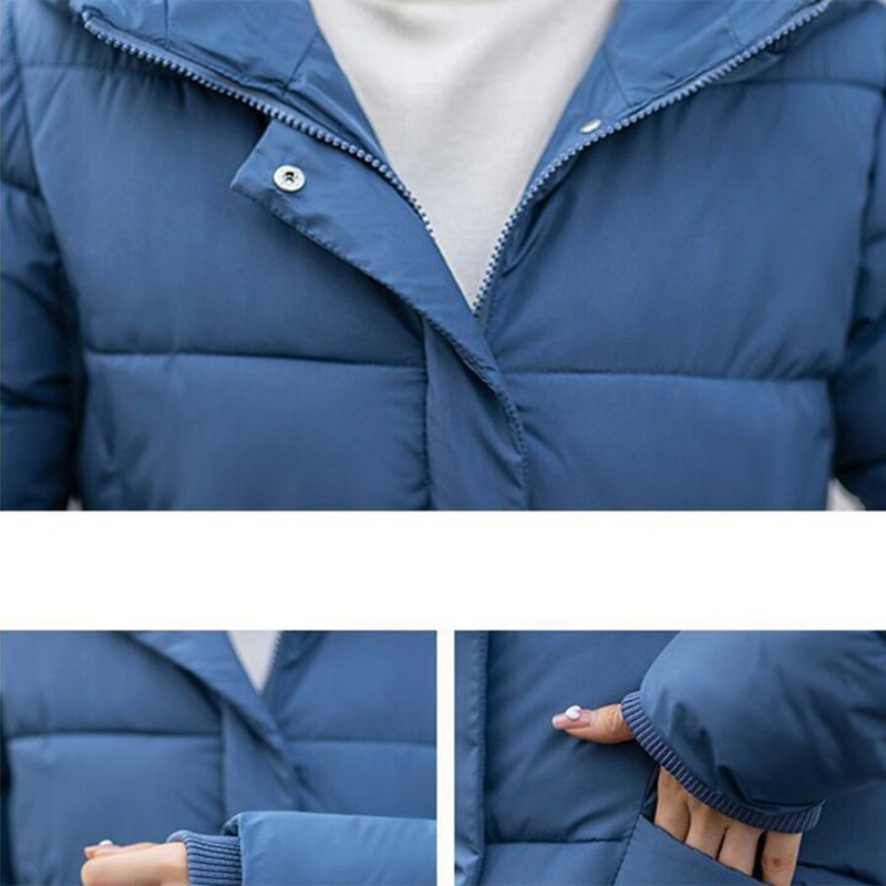 Χοντρό χειμερινό παλτό Βαμβακερή επένδυση με κουκούλα μεσαίου μήκους Γυναικείο παλτό μονόχρωμο Βασικό παλτό ζεστό πανωφόρι συν μέγεθος Top 4XL Snow Parkas