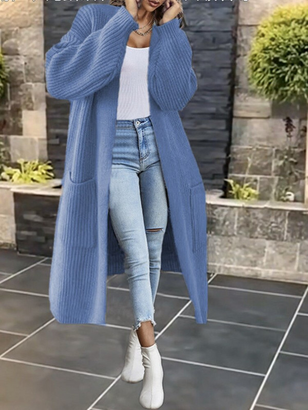 Ζακέτα Γυναικεία μακρυά πλεκτά casual μονόχρωμη μονόχρωμη παλτό φαρδύ πουλόβερ Μόδα Basic All-Match Μασίφ ζακέτες Νέα 2022