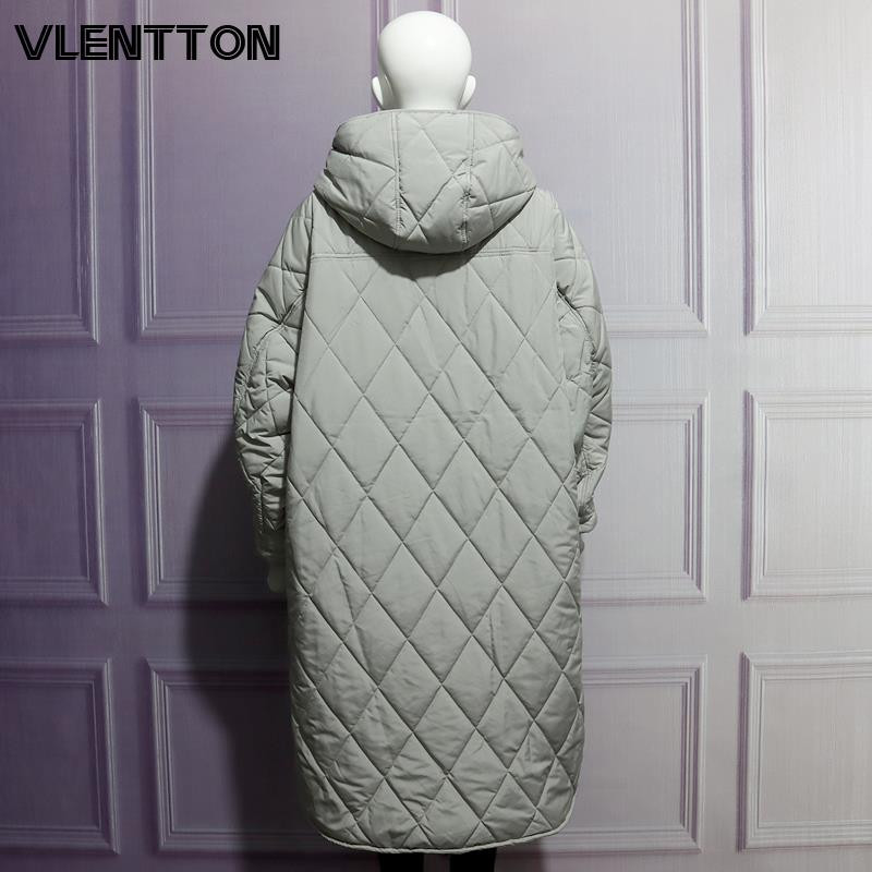 Jauns ziemas lielizmēra modes retro rūtains ar kapuci parka sieviešu ikdienas kabatas kokvilnas jakas mētelis brīvs, garš virsdrēbes sievietēm