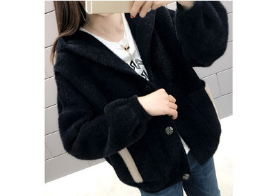 Ženski jakni kardigan, novo proljeće 2021., ženski pulover od imitacije nerca i baršuna, studentska ležerna jakna s kapuljačom, elegantni pleteni kaput