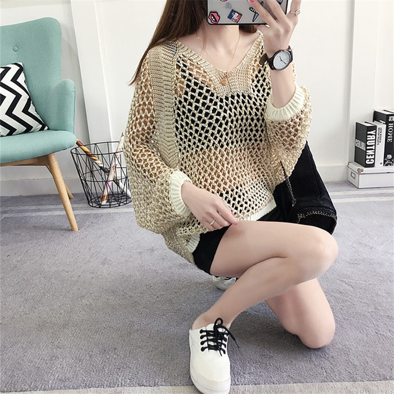 Γυναικείο πουλόβερ με μακρυμάνικο πουλόβερ με μακρυμάνικο λαιμόκοψη γυναικεία μπλουζάκια σε κορεάτικο στυλ Casual casual γυναικείο πλεκτό πουλόβερ