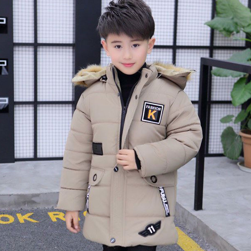 Jauni bērnu apģērba mēteļi Plus bieza samta virsdrēbes noņemama cepure bērniem Parkas ziemas dūnu kokvilnas polsterēta jaka zēniem 9