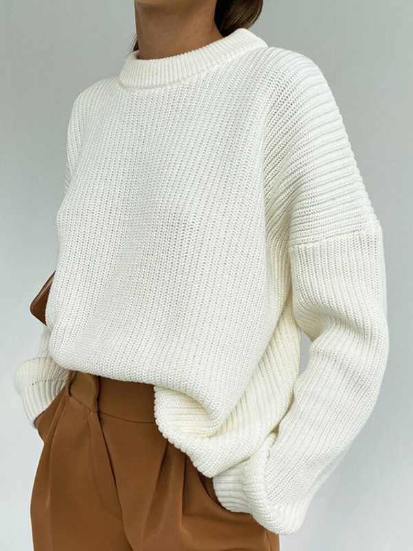 Γυναικείο Πλεκτό Πλεκτό Πουλόβερ Γυναικείο Πλεκτό Πουλόβερ Γυναικείο Μασίφ Στρογγυλή λαιμόκοψη μακρυμάνικο πουλόβερ Γυναικεία Φαρδιά Μόδα Μπλούζες Sueter Feminino