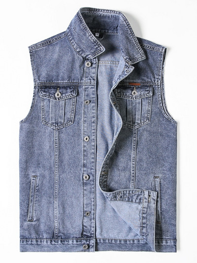 Lielizmēra 5XL 6XL 7XL 8XL Vīriešu Balck džinsu vestes 2021 Jaunums pavasara rudens zilā džinsa veste Fat Streetwear modes ikdienas veste