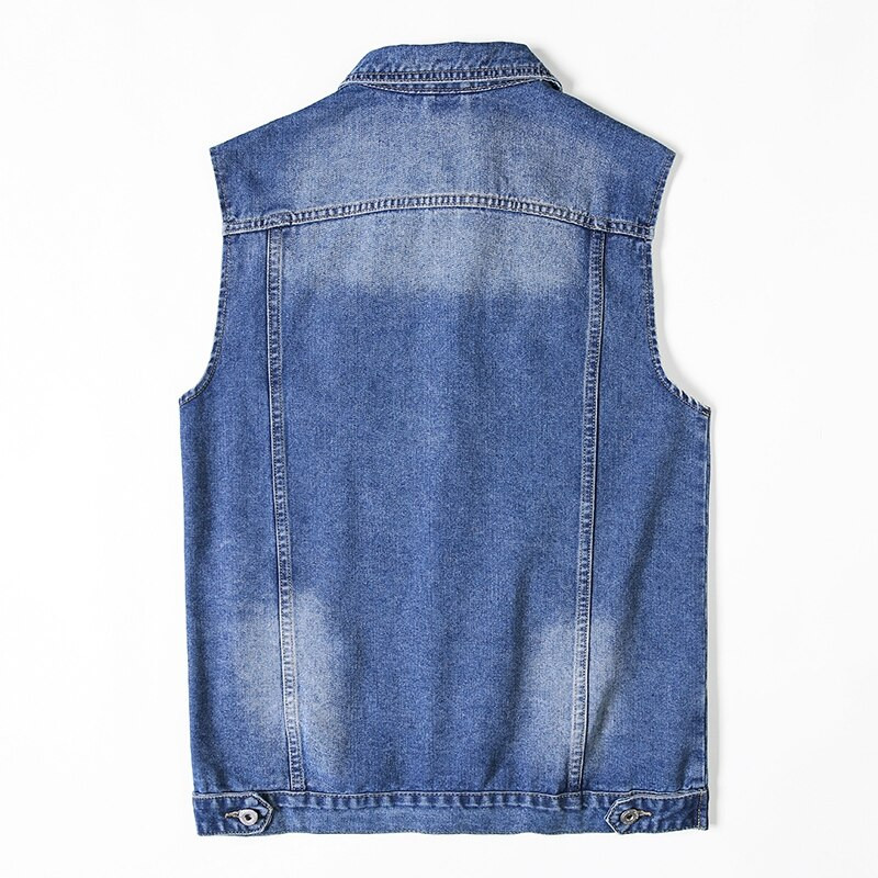 Lielizmēra 5XL 6XL 7XL 8XL Vīriešu Balck džinsu vestes 2021 Jaunums pavasara rudens zilā džinsa veste Fat Streetwear modes ikdienas veste