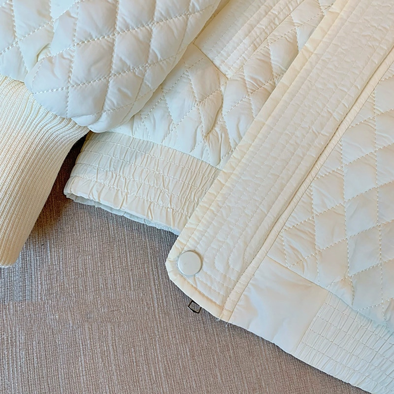 Γυναικείο χειμωνιάτικο τζάκετ 2022 Νέο ρετρό χοντρό τζάκετ με λαιμόκοψη ομοιόμορφο παλτό μπέιζμπολ Γυναικείο πουπουλένιο μπουφάν Φαρδύ λευκό παλτό Y2K