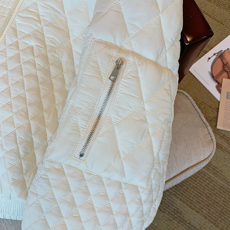 Γυναικείο χειμωνιάτικο τζάκετ 2022 Νέο ρετρό χοντρό τζάκετ με λαιμόκοψη ομοιόμορφο παλτό μπέιζμπολ Γυναικείο πουπουλένιο μπουφάν Φαρδύ λευκό παλτό Y2K