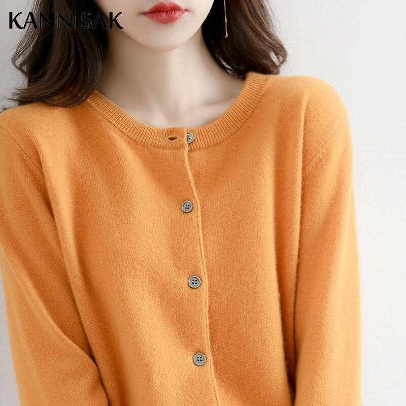 Moteriški megztiniai, 2022 m. kašmyro megztiniai su V formos iškirpte, viena krūtine trumpi, ploni moteriški rudi trikotažo viršūnės, solidūs korėjietiški moteriški megztiniai