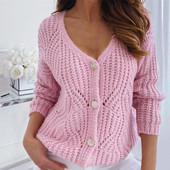 Oversized Off Shoulder Πράσινη Ζακέτα Πουλόβερ Ζακέτα Φθινοπωρινό, Χειμερινό, Κοίλο Πλεκτό Παλτό