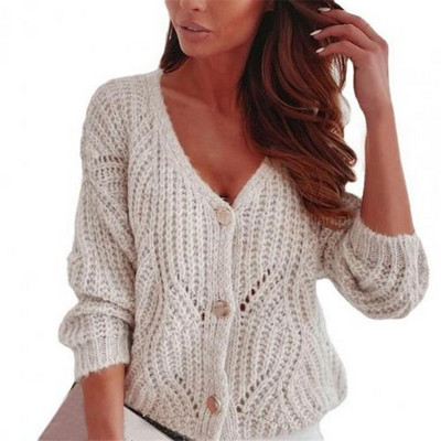 Oversized Off Shoulder Πράσινη Ζακέτα Πουλόβερ Ζακέτα Φθινοπωρινό, Χειμερινό, Κοίλο Πλεκτό Παλτό