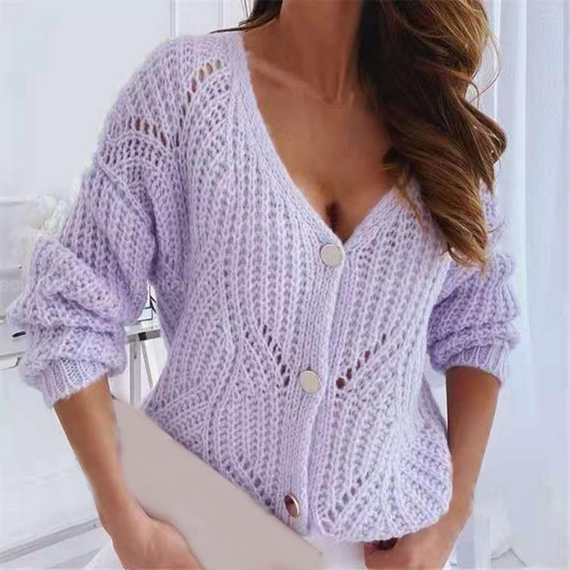Oversized Off Shoulder Πράσινη Ζακέτα Πουλόβερ Ζακέτα Φθινοπωρινό, Χειμερινό, Κοίλο Πλεκτό Παλτό