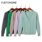 Γυναικείες πλεκτές ζακέτες με λαιμόκοψη V σε κορεατικό στυλ Γυναικείο Casual πουλόβερ παντός τύπου SW080