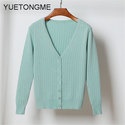 Γυναικείες πλεκτές ζακέτες με λαιμόκοψη V σε κορεατικό στυλ Γυναικείο Casual πουλόβερ παντός τύπου SW080