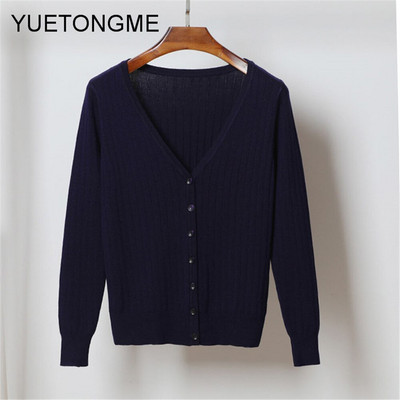 Γυναικείες πλεκτές ζακέτες με λαιμόκοψη V σε κορεατικό στυλ Γυναικείο Casual πουλόβερ παντός τύπου SW080