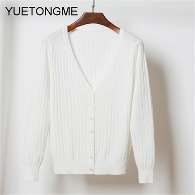 Γυναικείες πλεκτές ζακέτες με λαιμόκοψη V σε κορεατικό στυλ Γυναικείο Casual πουλόβερ παντός τύπου SW080