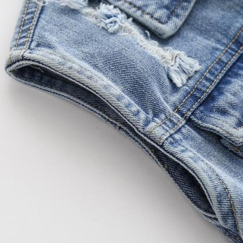 Κορεάτικα Παιδικά Ρούχα Βρεφικά Αγόρια Παλτό Μόδα Τζιν Γιλέκο 2021 Άνοιξη Νέο Παιδικό Καθαρό χρώμα Βαμβακερό αμάνικο μπουφάν με κουμπί