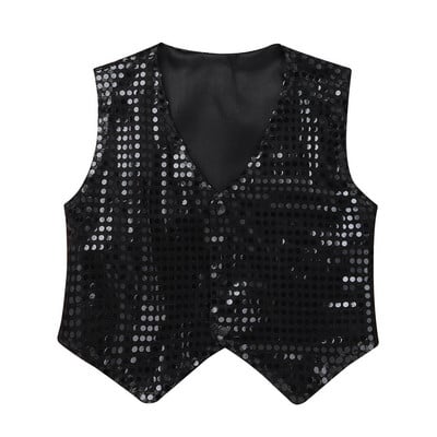 Bērnu hiphopa apģērbi sequin deju veste zēniem Helovīna burvju veste sviedri Džeza balles deju skatuves apģērbi