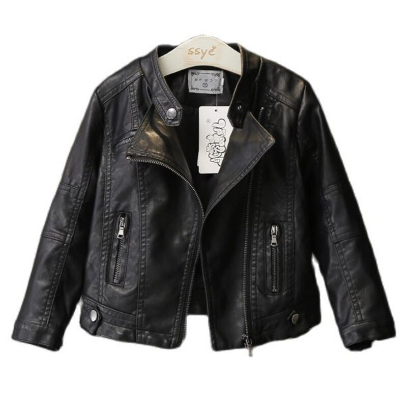 Ανοιξιάτικα Μπουφάν Κοριτσίστικο Παιδικό Δερμάτινο Μπουφάν για Κοριτσίστικα Παλτό 2-7 χρονών Μαύρο Μπουφάν με φερμουάρ Παιδική Μόδα