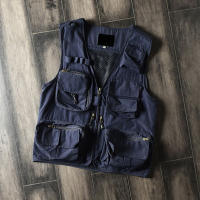 Ανδρικό γιλέκο φωτογραφιών ταξιδιού για ψάρεμα καλοκαιρινής καλοκαιρινής εργασίας με τσέπες Διχτυωτό φανελάκι Αναπνεύσιμο ελαφρύ casual γιλέκο μπουφάν