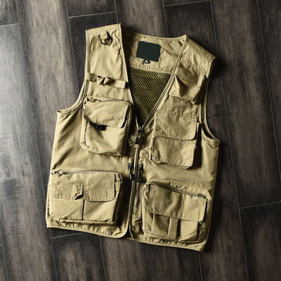 Ανδρικό γιλέκο φωτογραφιών ταξιδιού για ψάρεμα καλοκαιρινής καλοκαιρινής εργασίας με τσέπες Διχτυωτό φανελάκι Αναπνεύσιμο ελαφρύ casual γιλέκο μπουφάν