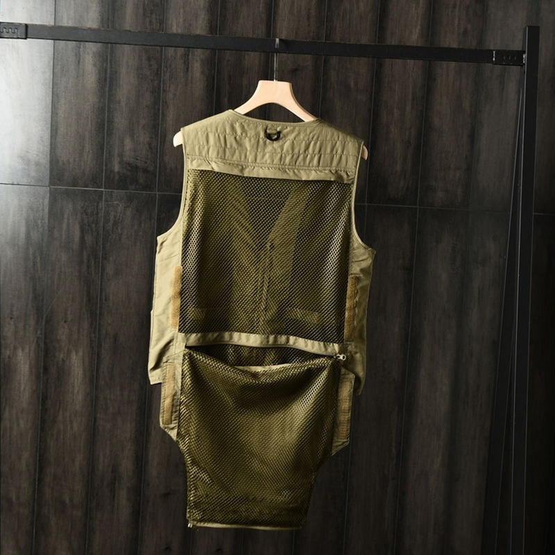 Ανδρικό γιλέκο φωτογραφιών ταξιδιού για ψάρεμα καλοκαιρινής καλοκαιρινής εργασίας με τσέπες Διχτυωτό φανελάκι Αναπνεύσιμο ελαφρύ casual γιλέκο μπουφάν
