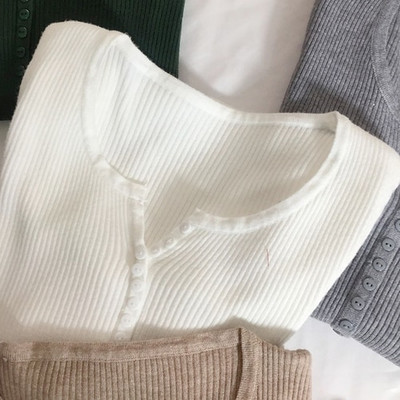 Νέο Retro Slim V λαιμόκοψη Πουλόβερ Εσωτερικό πουλόβερ Γυναικείο λεπτό μακρυμάνικο πλεκτό Basic τοπ φθινόπωρο και χειμώνα