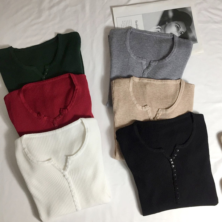 Νέο Retro Slim V λαιμόκοψη Πουλόβερ Εσωτερικό πουλόβερ Γυναικείο λεπτό μακρυμάνικο πλεκτό Basic τοπ φθινόπωρο και χειμώνα