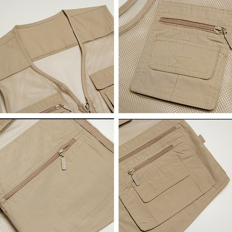 Τακτικό γιλέκο με δίχτυ γρήγορου στεγνώματος Εξαιρετικά ελαφρύ ανδρικό γιλέκο για ψάρεμα Φωτογραφικό γιλέκο ταξιδιού που αναπνέει με πολλές τσέπες