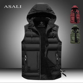 Šiltas gobtuvas Neperšlampamos striukės Parka Žieminės liemenės 2022 m. Vyriška striukė Rudeninė laisvalaikio striukė be rankovių su gobtuvu kelių kišenių liemenė